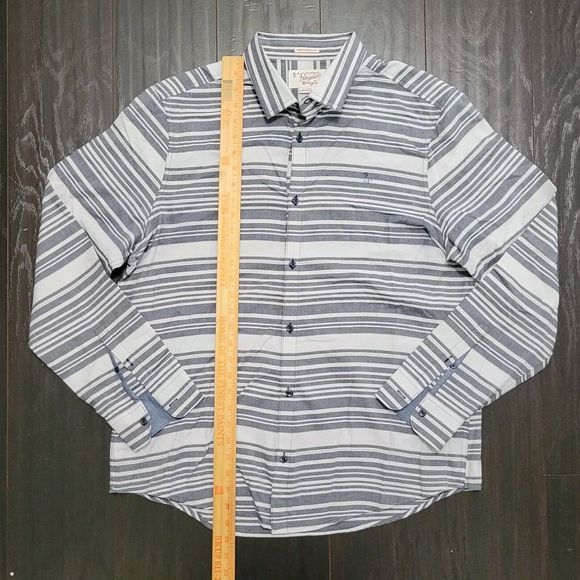 Original Penguin Mens XL Gray White Button Down Shirt Heritage Slim Fit … - Picture 5 of 14